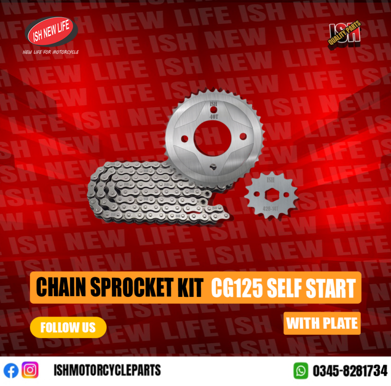 Chain sprocket Kit  CG125 SELF START (With plate )